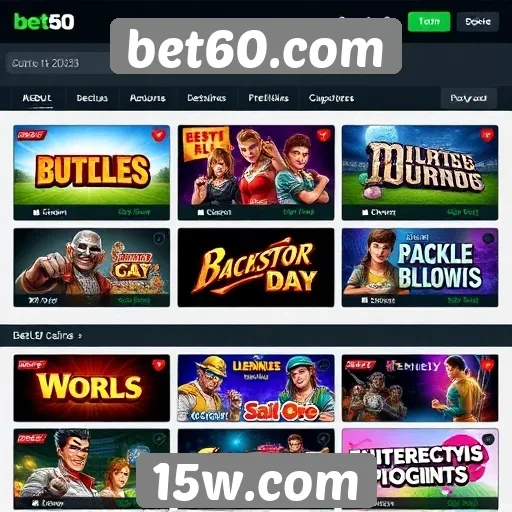 Diversidade de jogos disponíveis em bet60.com